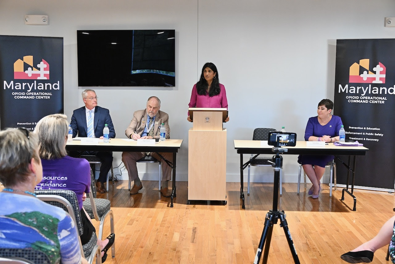 Lt. Gov Aruna K. Miller standing at podium