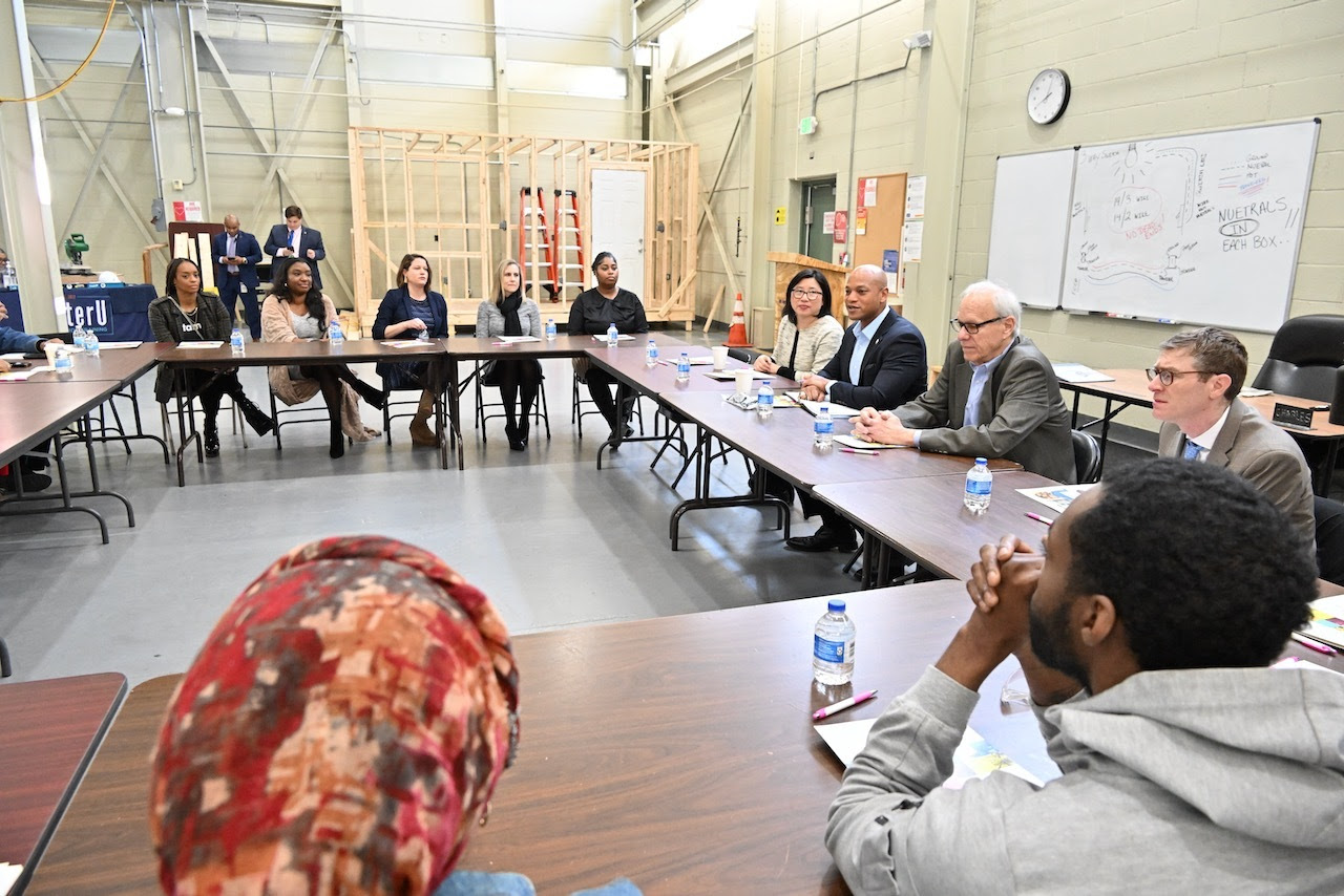 The governor was joined by leadership from the Maryland Energy Administration, Maryland Department of Labor, and JARC students, graduates, and leadership.