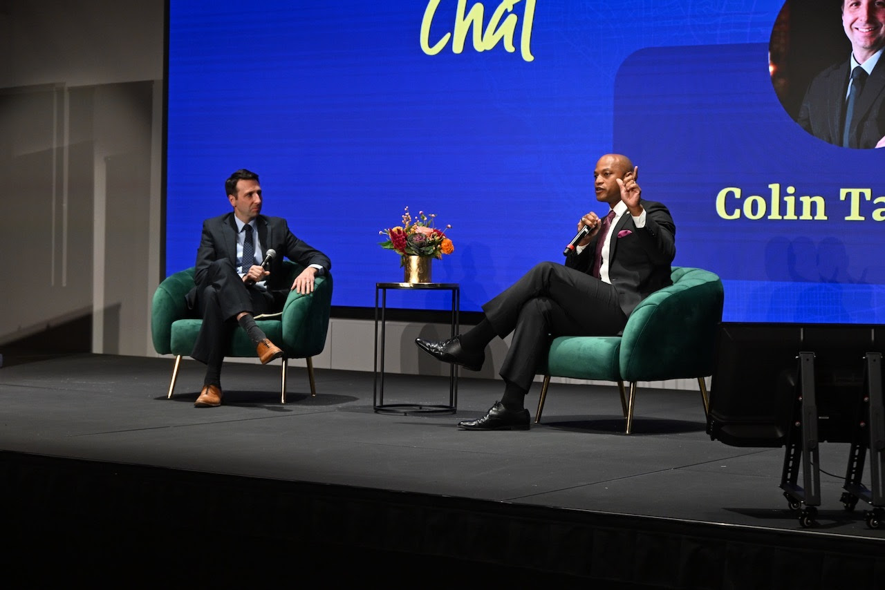 Governor Moore speaks during the Baltimore Together Summit Fireside Chat.