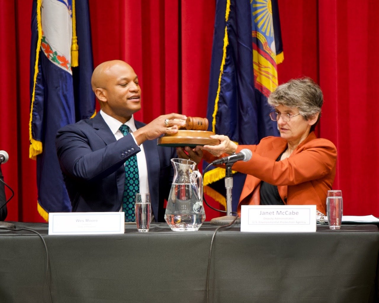 Governor Moore receives gavel as the new Chair of the Chesapeake Executive Council